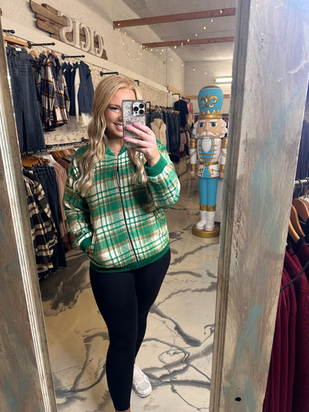 Green Gables Plaid Bomber