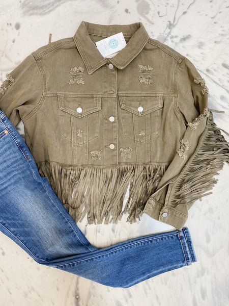 All About Olive Fringe Jacket