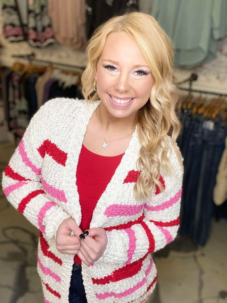 Michelle Mae Pretty in Pink Stripe Cardigan
