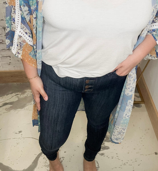 Judy Blue HW Button Fly Hand Sanded Resin Skinny