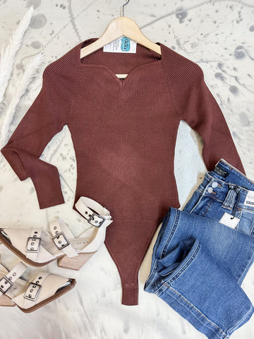 Ribbed Stunning Neckline Bodysuit