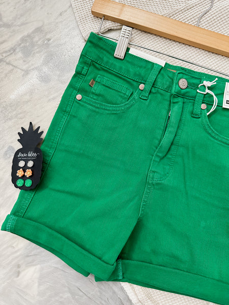 Judy Blue HW Tummy Control Garment Dyed Kelly Green