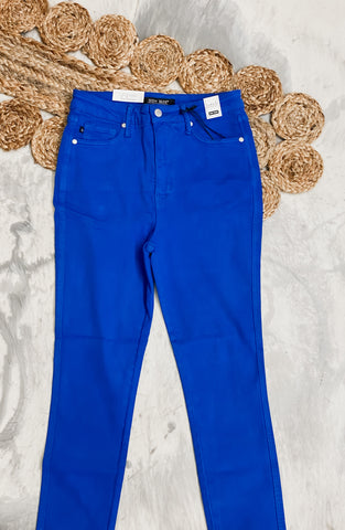 Judy Blue Tummy Control Stained Blue Glass Jeans
