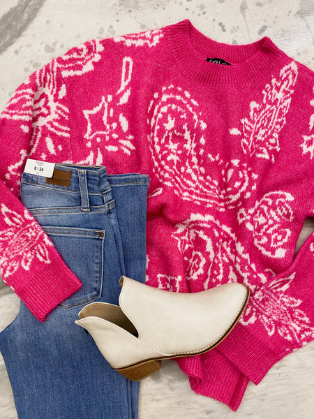 Paradise in Paisley Sweater in Pink