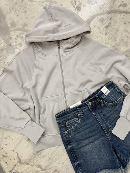 New Bestie Full Zip-Up Ash Grey