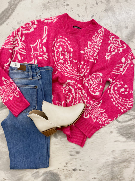 Paradise in Paisley Sweater in Pink