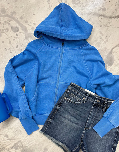 New Bestie Full Zip-Up Ash Blue