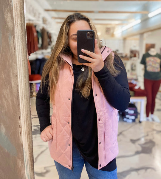Remy Zip Up Vest Heathered Pink