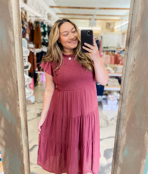 Free Flowin Fall Dress Raspberry