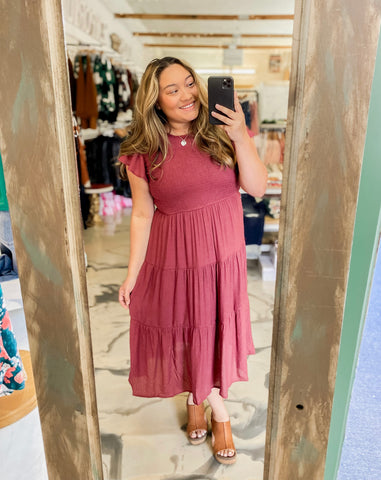 Free Flowin Fall Dress Raspberry