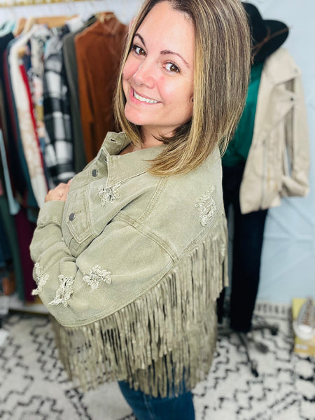 All About Olive Fringe Jacket