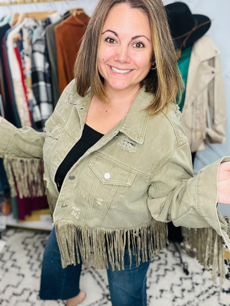 All About Olive Fringe Jacket