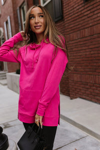 Ampersand Ave Sideslit Hoodie Hot Pink