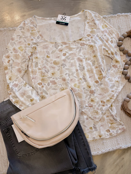 Michelle Mae Alyssa Long Sleeve Top Blush Floral