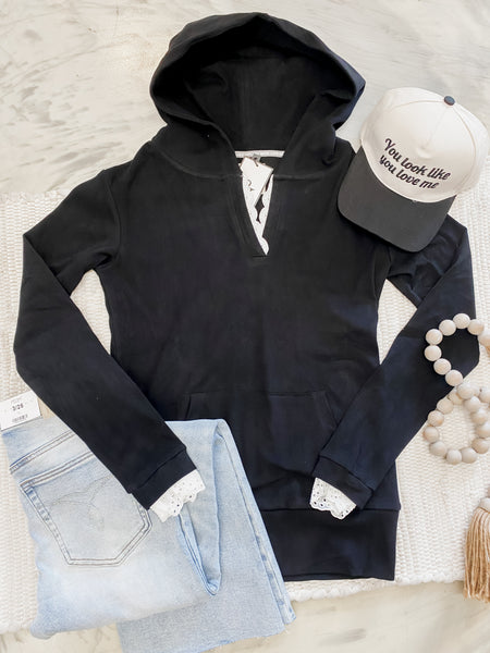 Ampersand Ave Henley Hoodie Midnight Lace