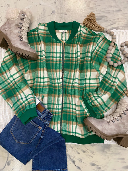 Green Gables Plaid Bomber
