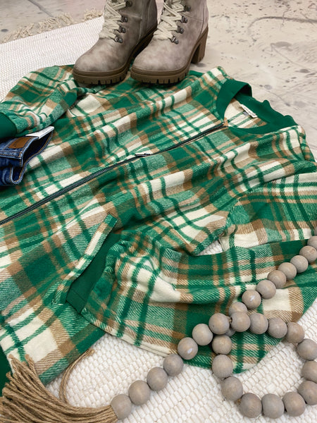 Green Gables Plaid Bomber
