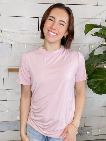 Michelle Mae Blair Short Sleeve Top in Blush