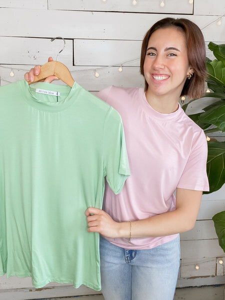 Michelle Mae Blair Short Sleeve Top in Blush