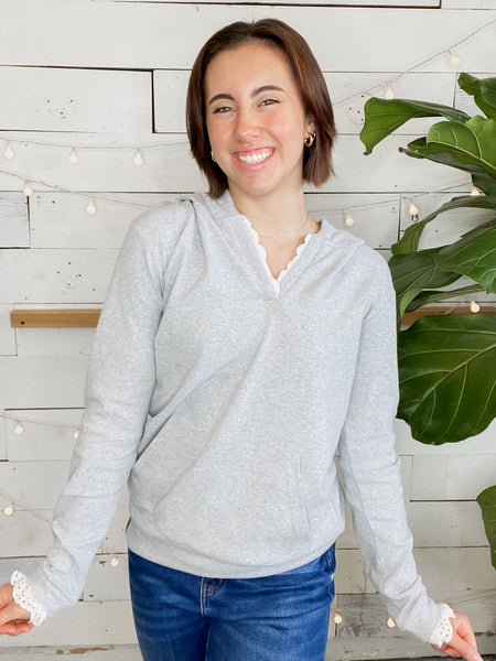 Ampersand Ave Henley Hoodie Skyline Lace