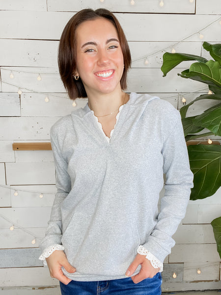 Ampersand Ave Henley Hoodie Skyline Lace