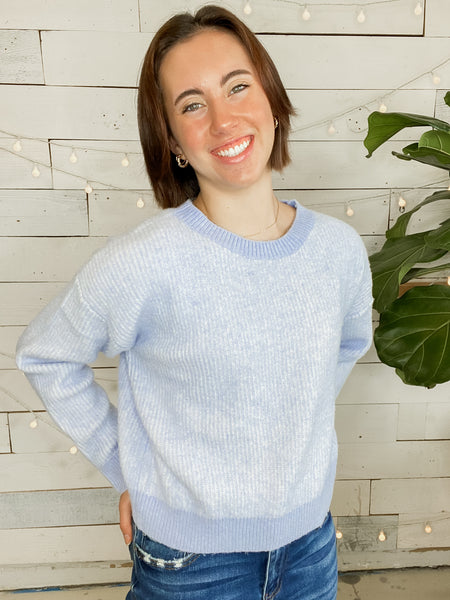 Michelle Mae Josie Cozy Crew Sweater Sky Blue