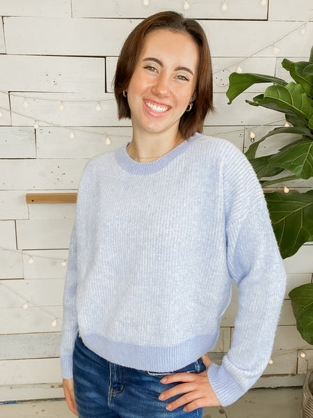 Michelle Mae Josie Cozy Crew Sweater Sky Blue