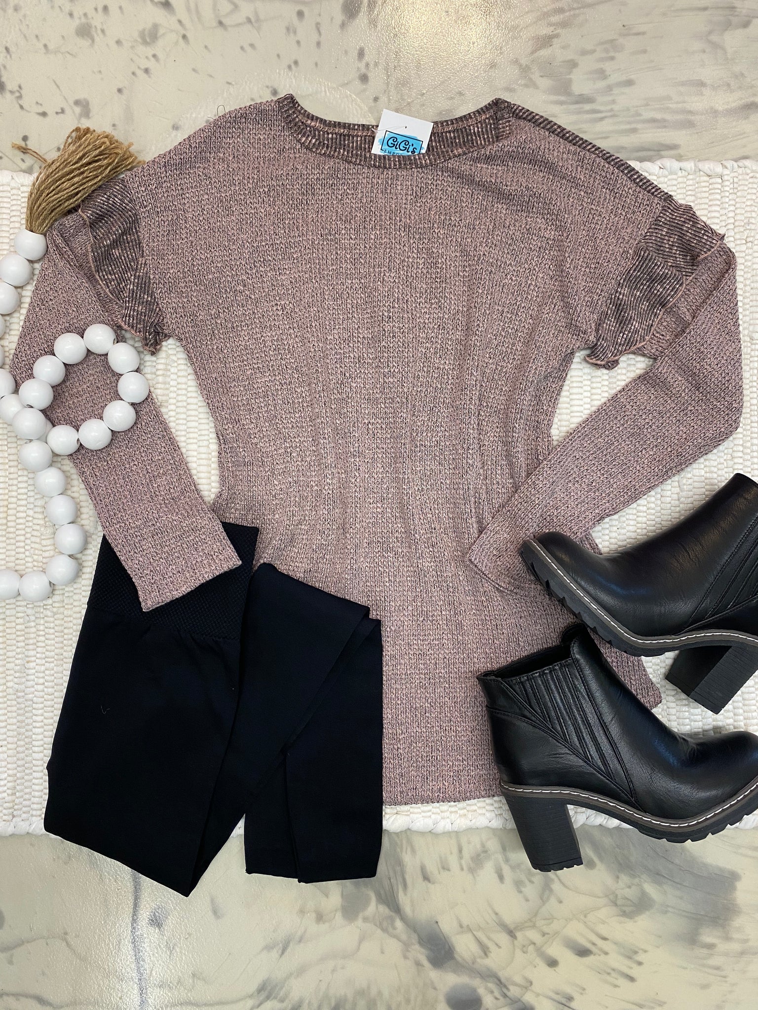 Melange Waffle Sweater