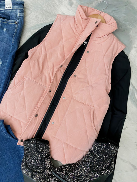 Remy Zip Up Vest Heathered Pink