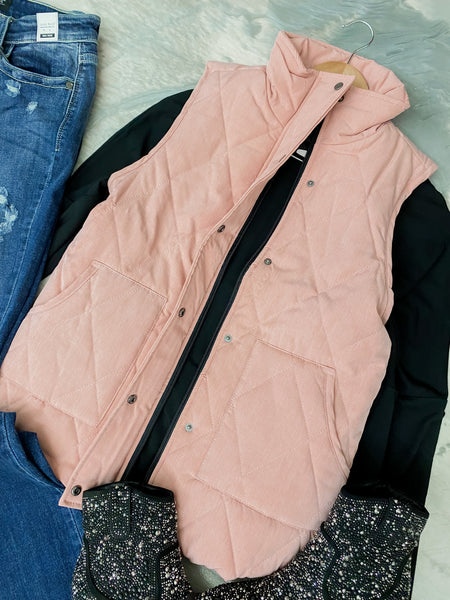 Remy Zip Up Vest Heathered Pink