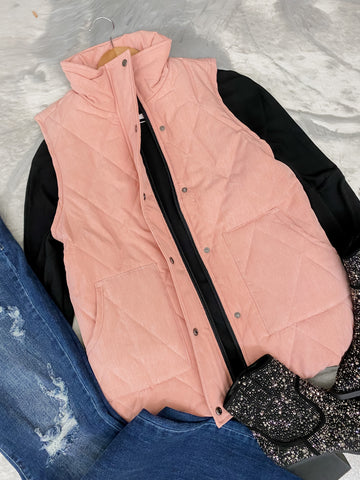 Remy Zip Up Vest Heathered Pink