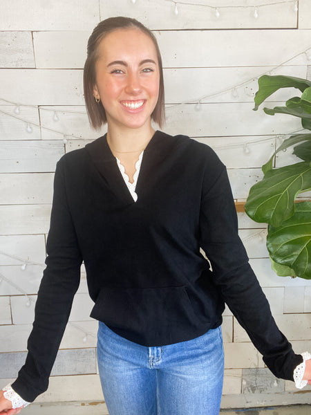 Ampersand Ave Henley Hoodie Midnight Lace
