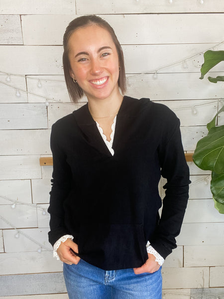 Ampersand Ave Henley Hoodie Midnight Lace