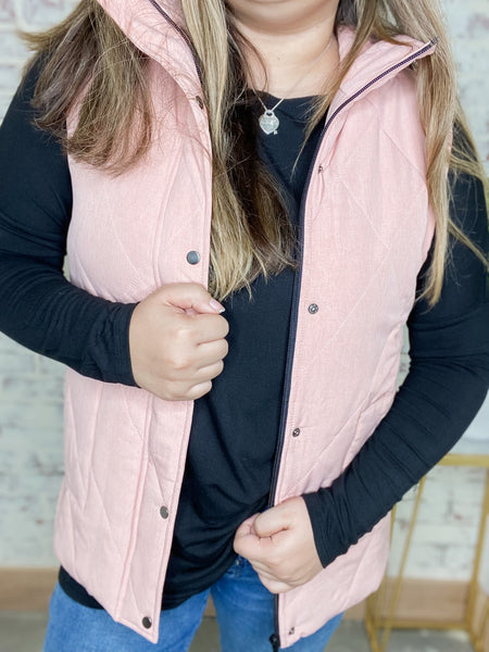 Remy Zip Up Vest Heathered Pink