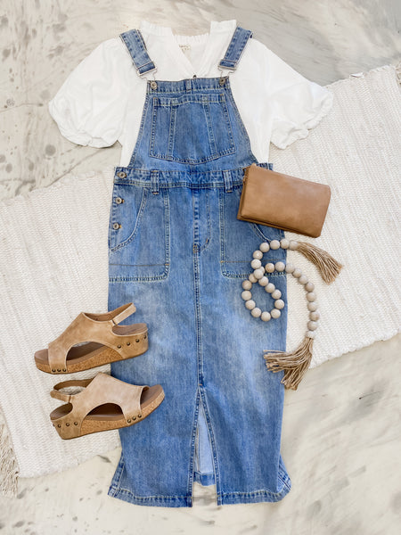 Denim Midi Overall Dress