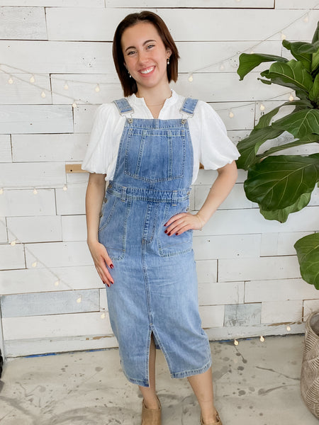 Denim Midi Overall Dress