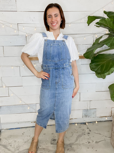 Denim Midi Overall Dress