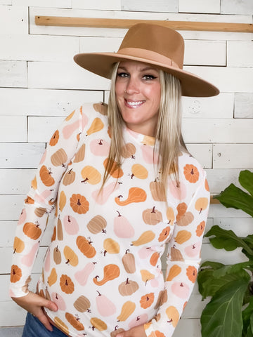 Pumpkin & Gourds Mesh Top