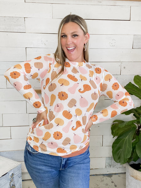 Pumpkin & Gourds Mesh Top