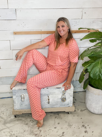 Checkered Cloud Modal Pajama Set