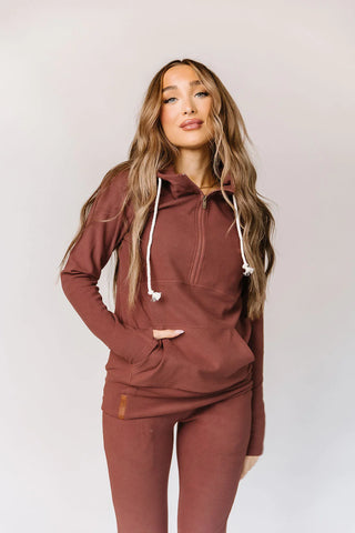 Ampersand Ave Performance Fleece HalfZip Mahogany