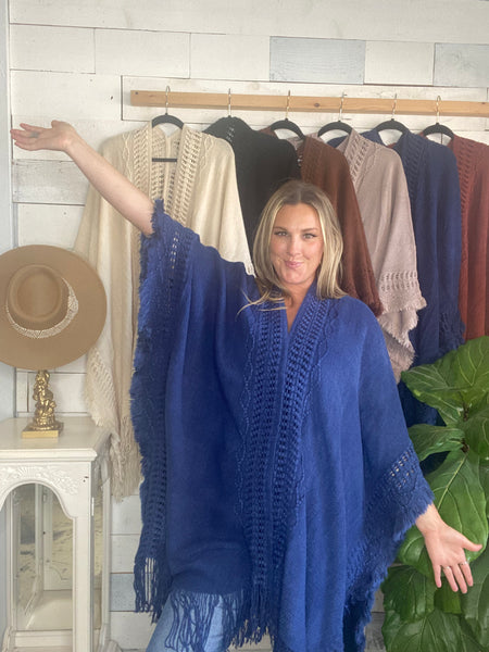 Bohemian Ruana in Navy