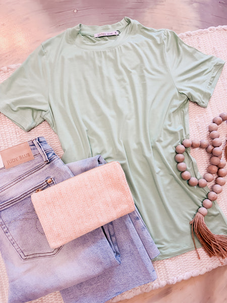 Michelle Mae Blair Short Sleeve Top in Sage