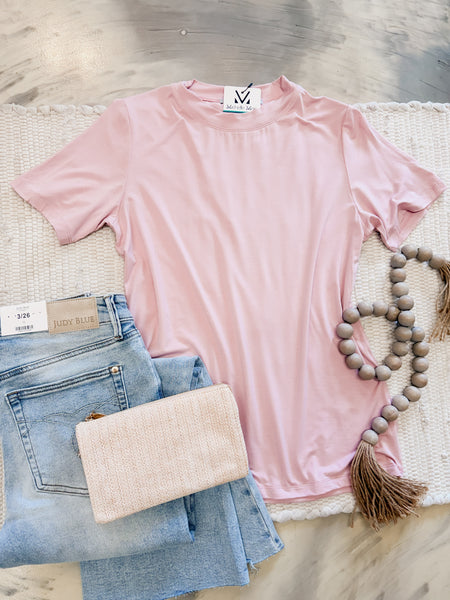 Michelle Mae Blair Short Sleeve Top in Blush