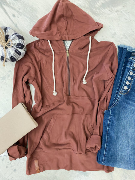 Ampersand Ave Performance Fleece HalfZip Mahogany