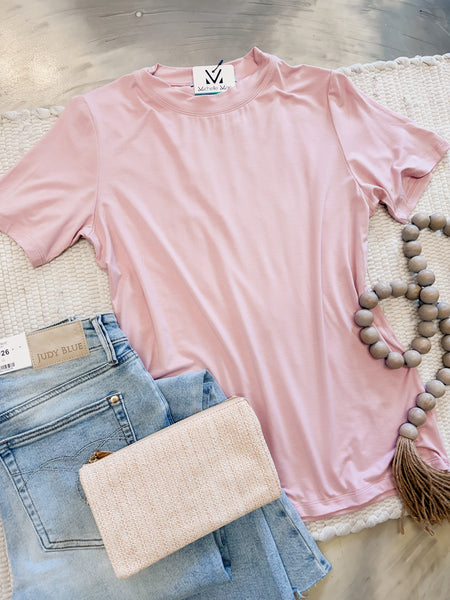 Michelle Mae Blair Short Sleeve Top in Blush