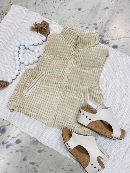 Zig Zag Cordurory Puffer Vest