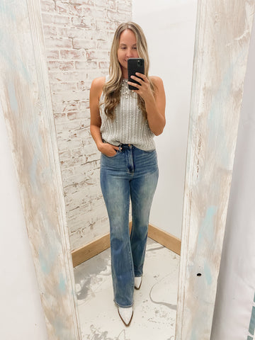 Judy Blue HW Tummy Control Embroidered Bootcut Long Inseam