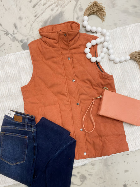 Michelle Mae Corduroy Vest in Pumpkin