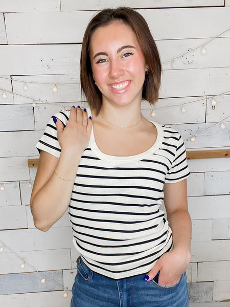 Stripe Down Scoop Neck